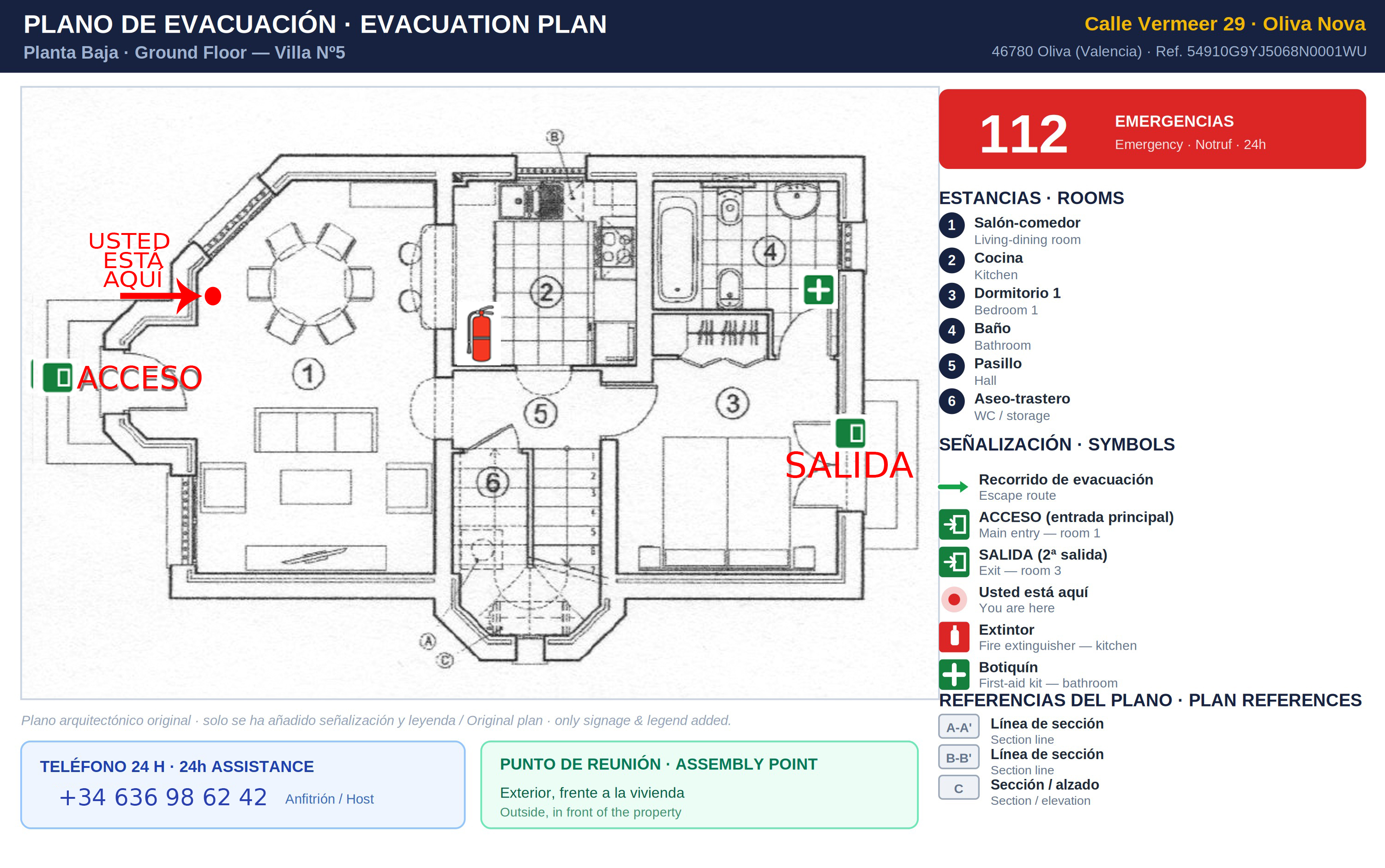 Plano de evacuación · Planta Baja · Vermeer 29